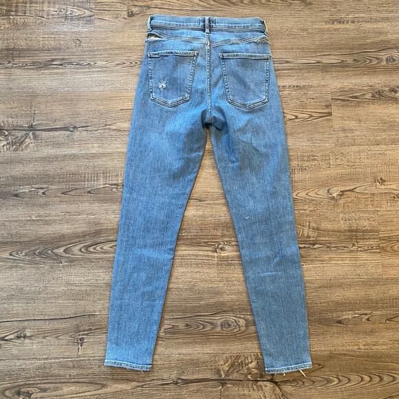 AGOLDE Sophie Medium Wash Skinny Jeans Preppy Distressed Frayed Women's size 27 - Picture 3 of 9